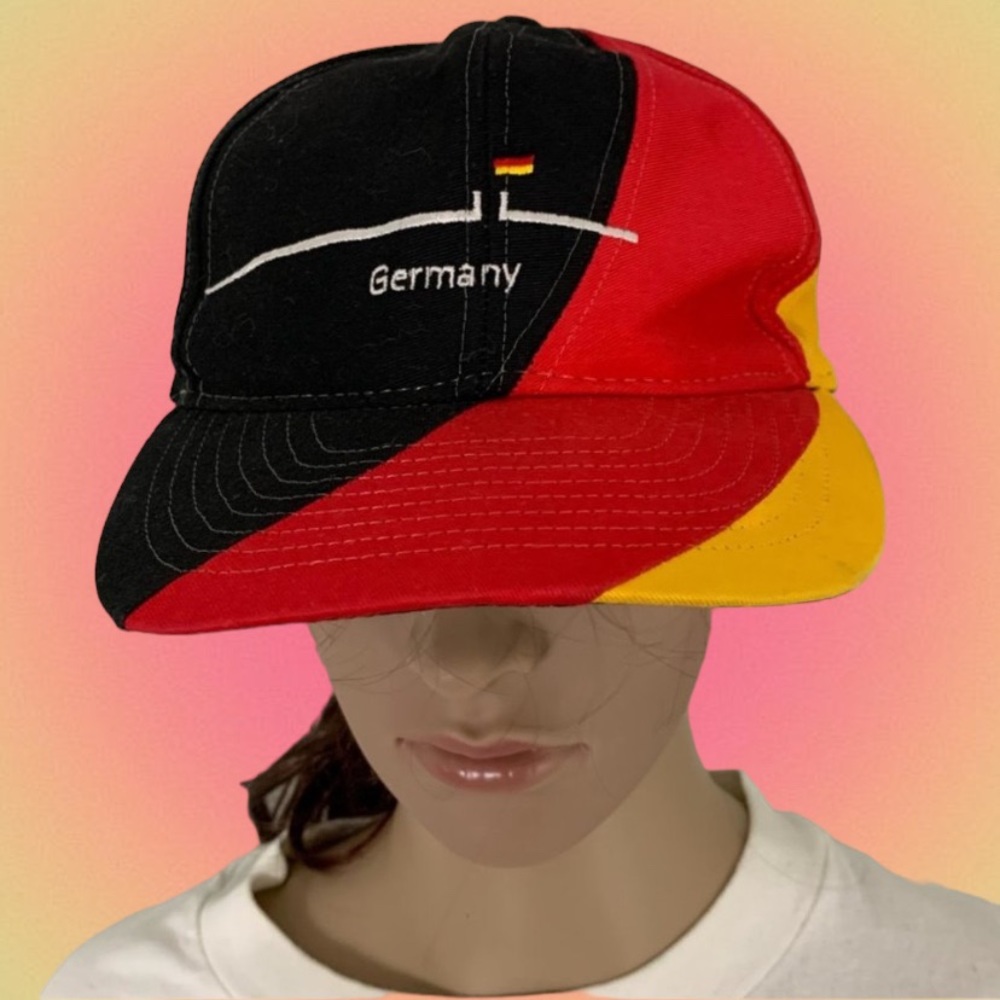 Vintage 90s Colorblock Germany Flag Embroidered Dad Hat Snapback